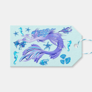 Mystic Mermaid Fairy Purple Creature Ceramic Tile Gift Tags