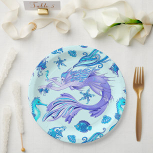 Mystic Mermaid Fairy Purple Creature Ceramic Tile Paper Plate