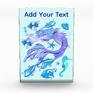 Mystic Mermaid Fairy Purple Creature Ceramic Tile Photo Block