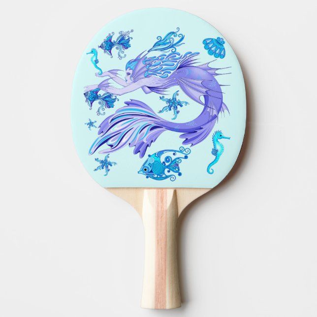Mystic Mermaid Fairy Purple Creature Ceramic Tile Ping Pong Paddle (Front)