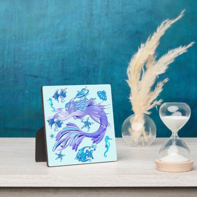 Mystic Mermaid Fairy Purple Creature Ceramic Tile Plaque (Insitu)