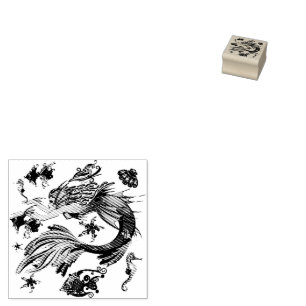 Mystic Mermaid Fairy Purple Creature Ceramic Tile Rubber Stamp