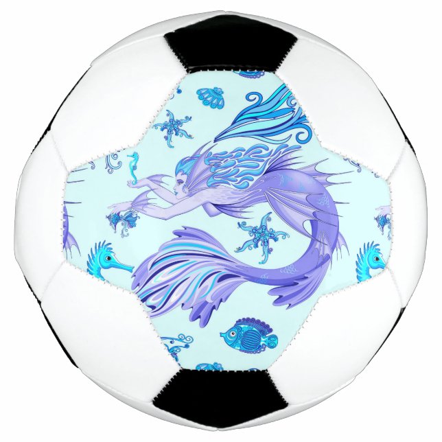 Mystic Mermaid Fairy Purple Creature Ceramic Tile Soccer Ball (Front)