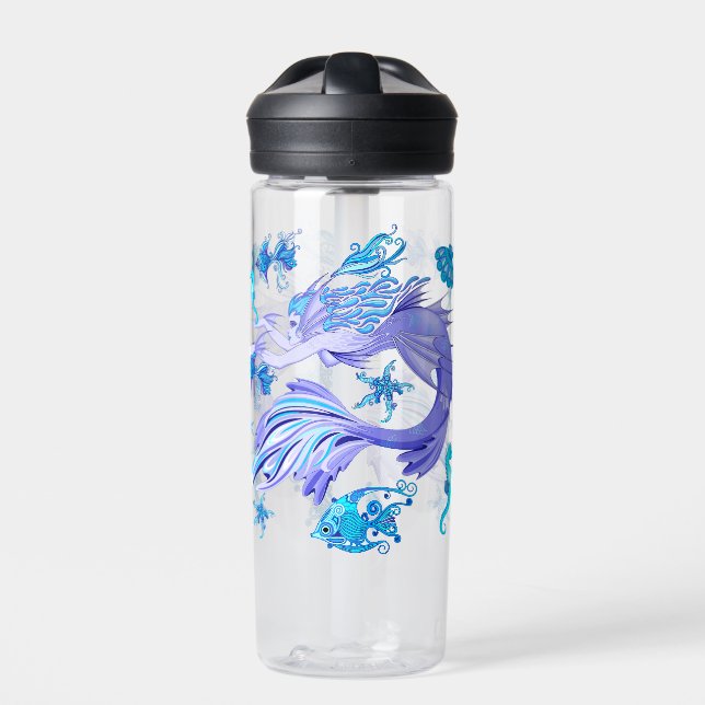 Mystic Mermaid Fairy Purple Creature Ceramic Tile Water Bottle (Front)