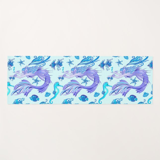Mystic Mermaid Fairy Purple Creature Ceramic Tile Yoga Mat (Front (Horizontal))