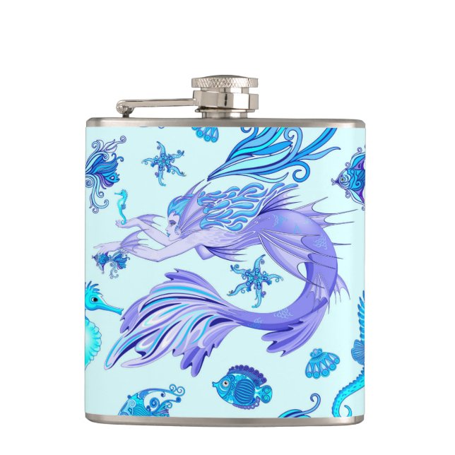 Mystic Mermaid Fairy Purple Creature Hip Flask (Front)