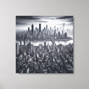 Mystic Metropolis: New York in Monochrome Canvas Print