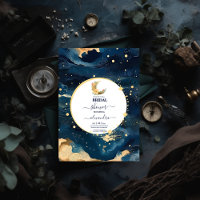 Mystic Midnight Blue and Gold Watercolor Bridal