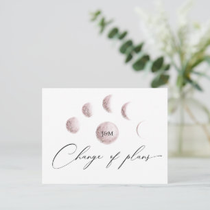 Mystic Moon Blush Pink Change Of Plans Wedding Postcard