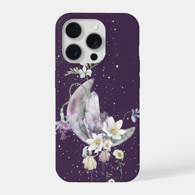 Mystic Moon Crystal Floral Phone Case (Back)