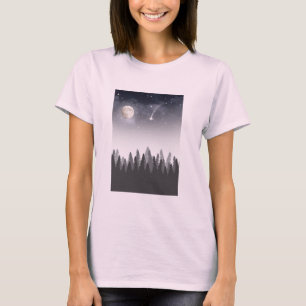 Mystic Moon Forest Starry Night Landscape T-Shirt