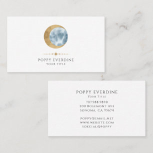 Mystic Moon Gold Blue Stars Business Card