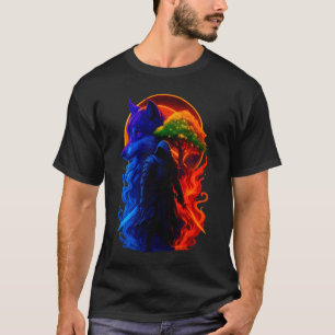 Mystic Moon & Olive – Hand-Textured Celestial Art T-Shirt