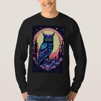 Mystic Moon Owl TShirt  Enchanting Nocturnal Style