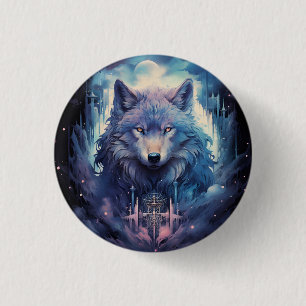 Mystic Moon Wolf Guardian 3 Cm Round Badge