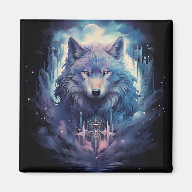 Mystic Moon Wolf Guardian Magnet (Front)