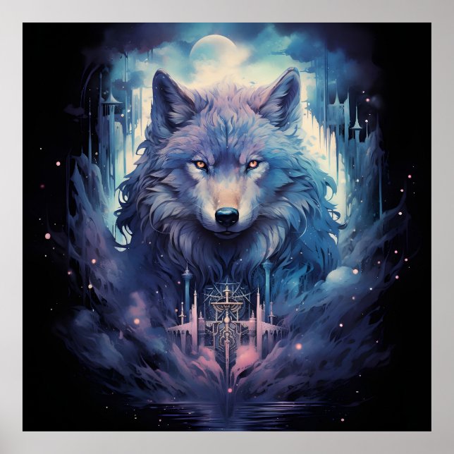 Mystic Moon Wolf Guardian Poster (Front)