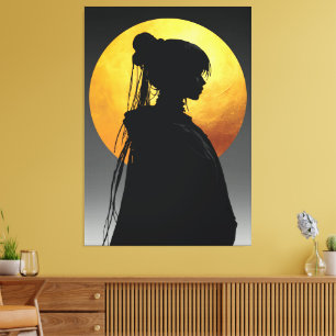Mystic Moonlight Silhouette – Elegant Anime Canvas Print