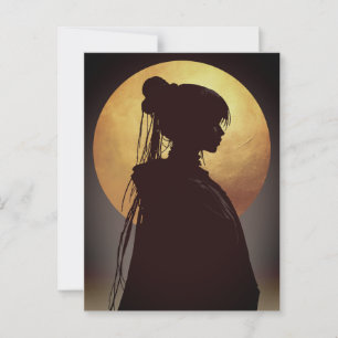 Mystic Moonlight Silhouette – Elegant Anime Postcard