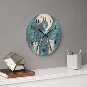 Mystic Moonlit Fae Large Clock