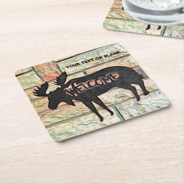 Mystic Moose Square Paper Coaster (Angled)