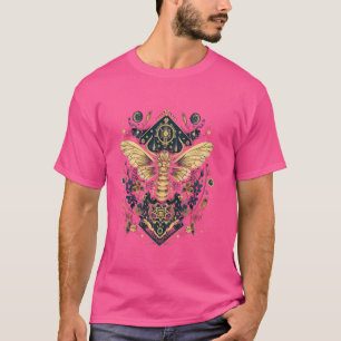 mystic moth in front of moon roses occult gothic d T-Shirt