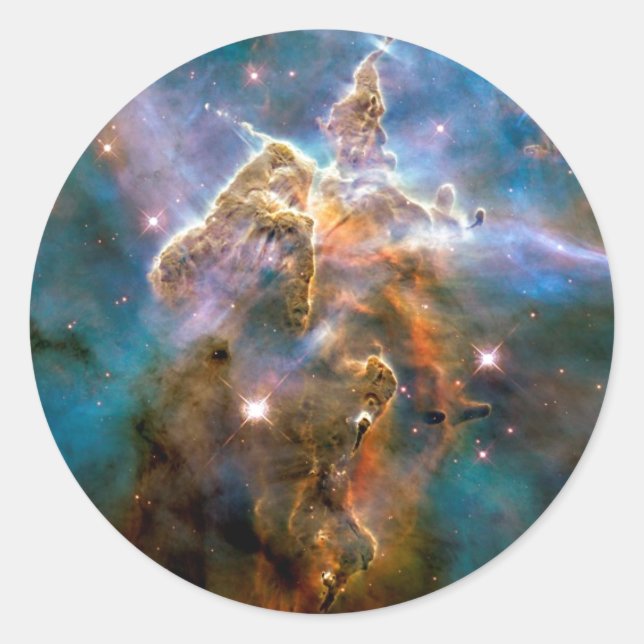 Mystic Mountain Carina Nebula Hubble Space Photo Classic Round Sticker (Front)