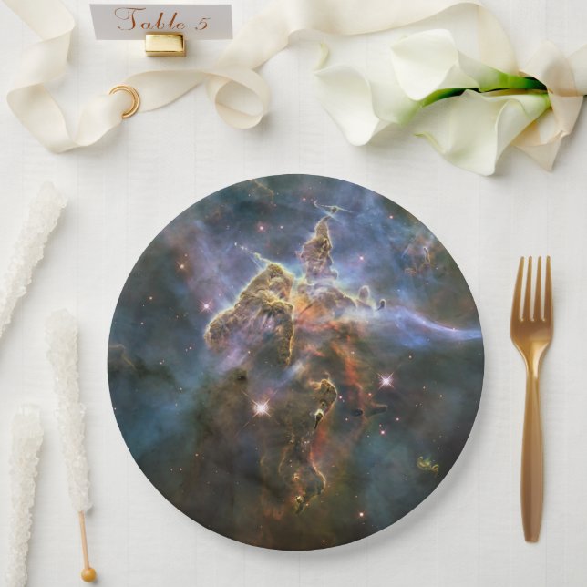 Mystic Mountain in Carina Nebula Hubble Space Paper Plate (Wedding)