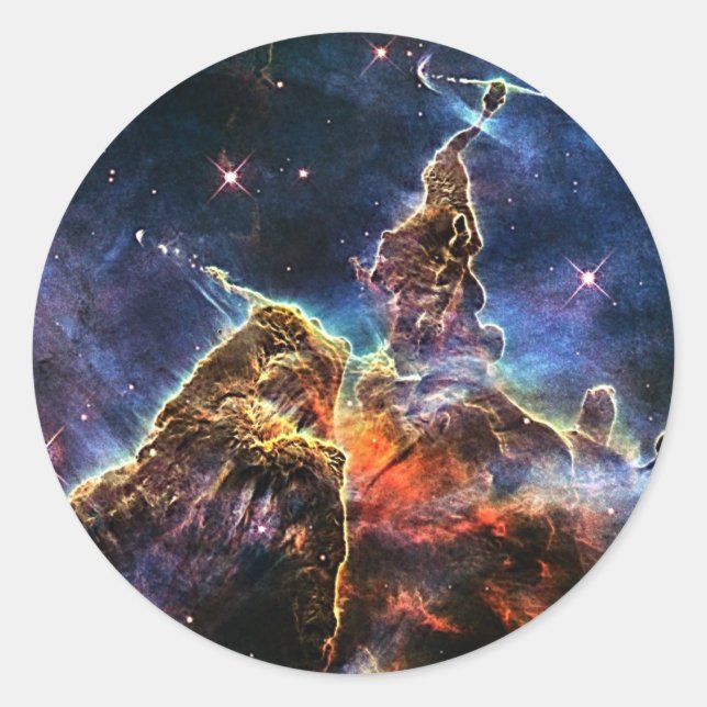 Mystic Mountain in Space NASA Classic Round Sticker (Front)