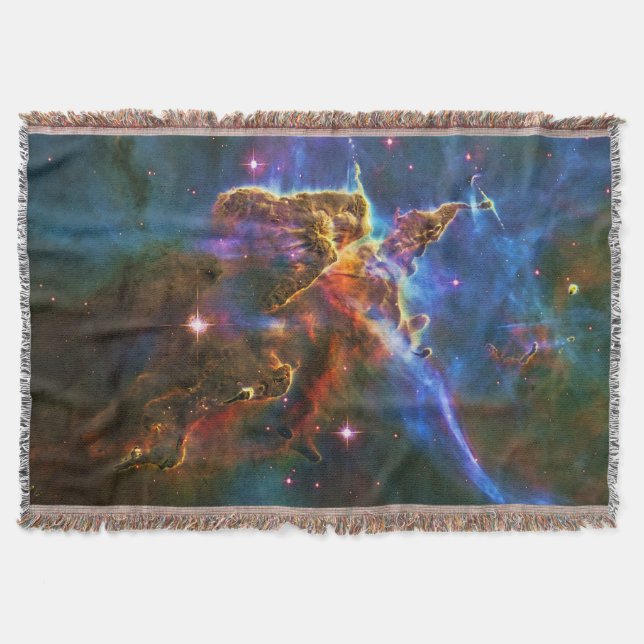 Mystic Mountains - Carina Nebula Throw Blanket (Front)