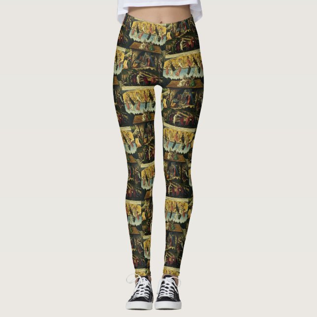 Mystic Nativity by Sandro Botticelli  Leggings (Front)