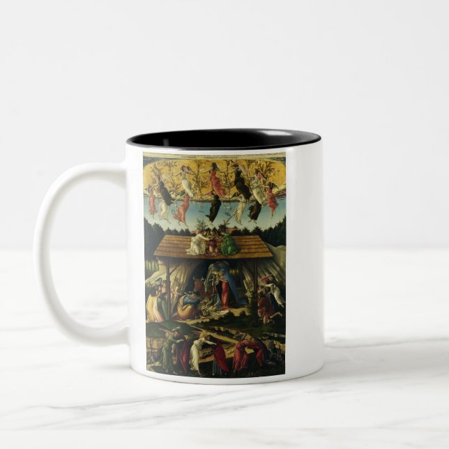 Mystic Nativity by Sandro Botticelli  Two-Tone Coffee Mug (Left)