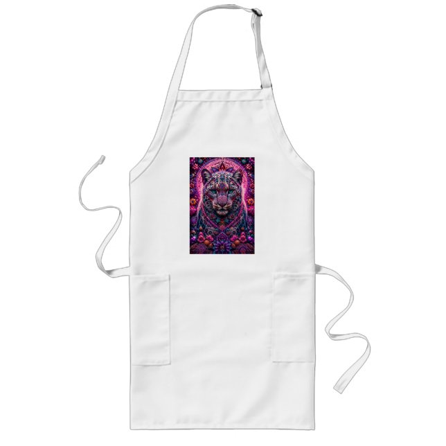 Mystic Neon Panther Floral Mandala Long Apron (Front)