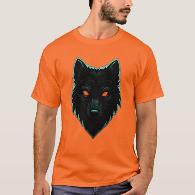 Mystic Neon Wolf Design T-Shirt (Front)