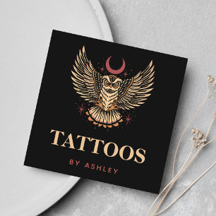 Mystic Night Owl Tattoo Artist Studio Social Media Square Business Card