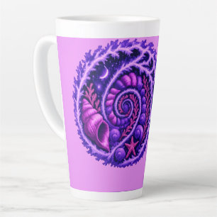 Mystic Ocean Spiral Galaxy Shell Art   Purple Cosm Latte Mug