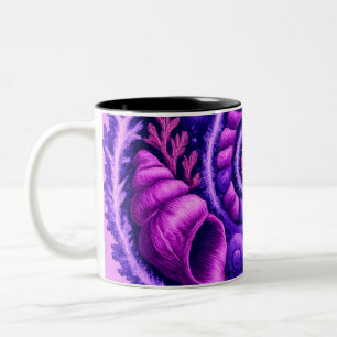 Mystic Ocean Spiral Galaxy Shell Art Purple Cosm Two-Tone Coffee Mug