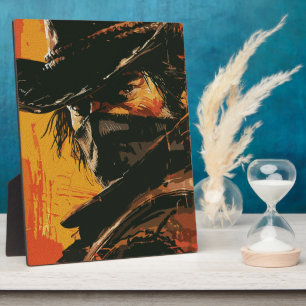 Mystic Outlaw: Fiery Western Stare Plaque