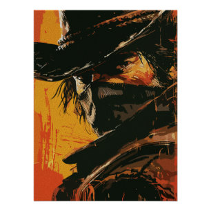 Mystic Outlaw: Fiery Western Stare Poster