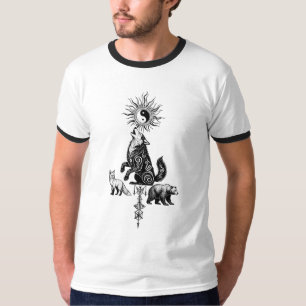 Mystic Owl Eyes Dreamcatcher Tribal Design T-Shirt