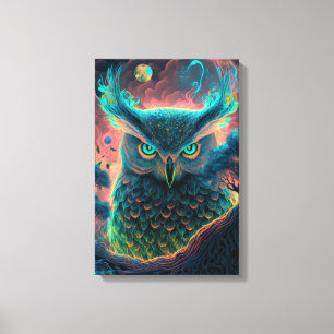 Mystic Owl Psychedelic Canvas Print