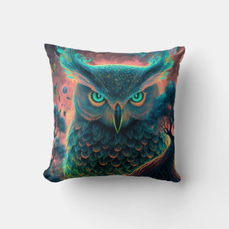 Mystic Owl Psychedelic Pillow | Spirit Animal