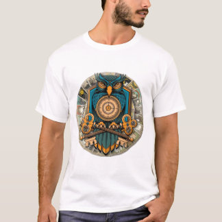 Mystic Owl with Keys and Golden Clock T-Shirt