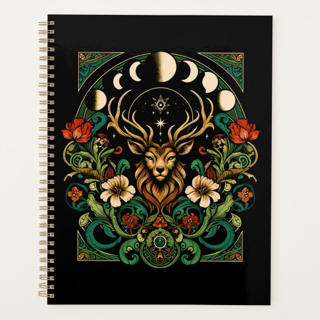 Mystic Pagan Stag and Moon Phase Planner (Front)