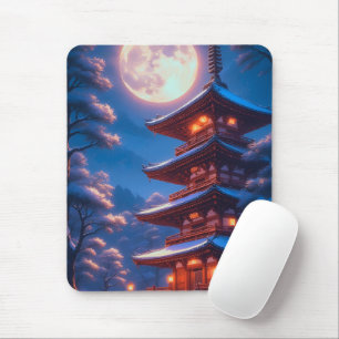 Mystic Pagoda Beneath the Lunar Sky Mouse Pad