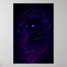 Mystic Panther Wall Art – Glowing Purple Energy An