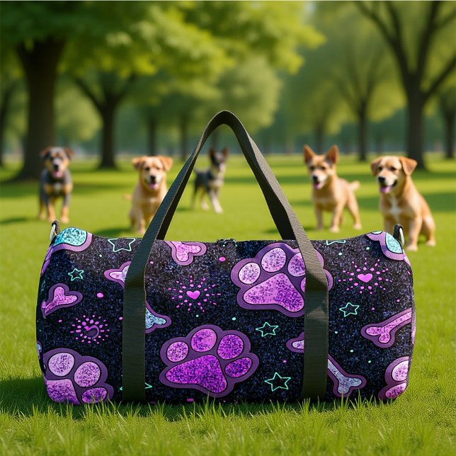 Mystic Paw Print Heart Travel  Duffle Bag (Creator Uploaded)