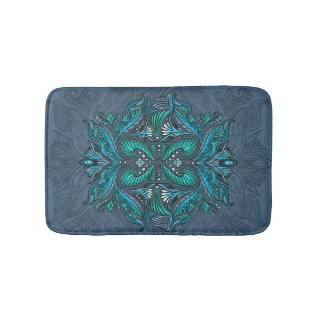 Mystic Peacock Feathers  Bath Mat (Front)