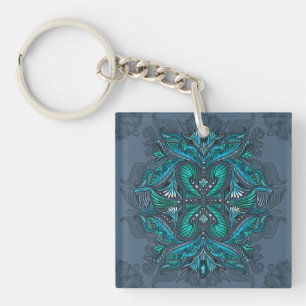 Mystic Peacock Feathers Key Ring