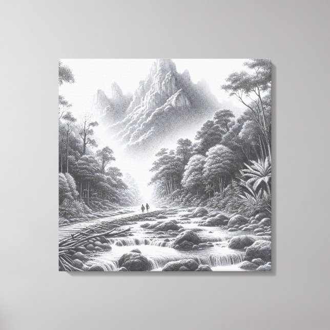 Mystic Peaks: Enchanted Forest Path Canvas Print (Front)